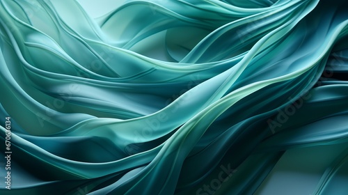Mesmerizing swirls of teal fabric dance in an abstract frenzy, evoking a sense of free-spirited chaos and vibrant beauty