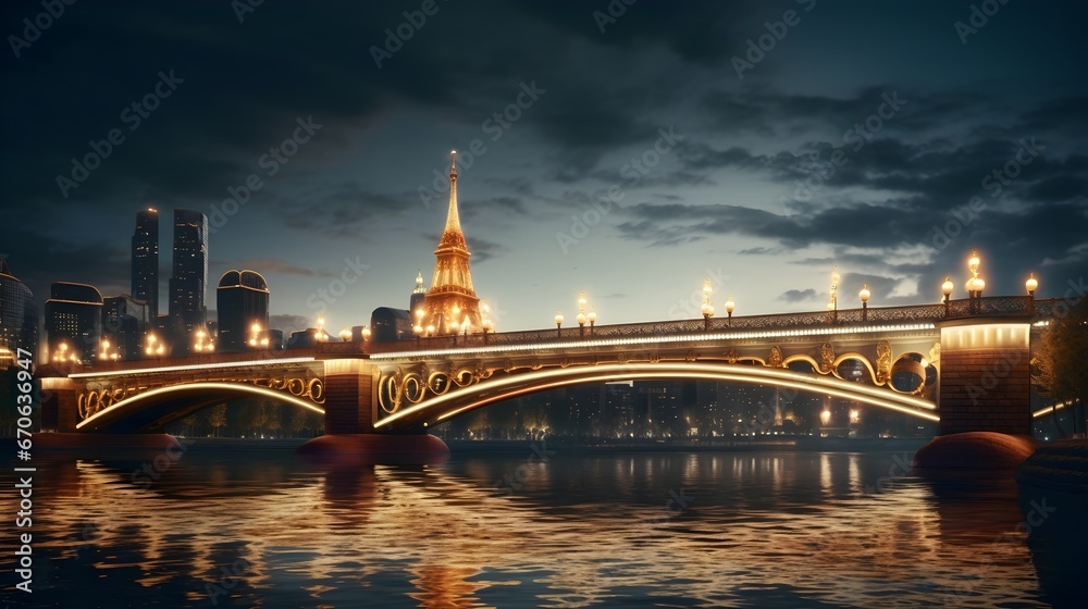 Naklejka premium amazing photography of a luxury bridge at the river