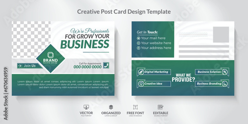 Corporate Business Postcard Design Templat with modern and unique layout.