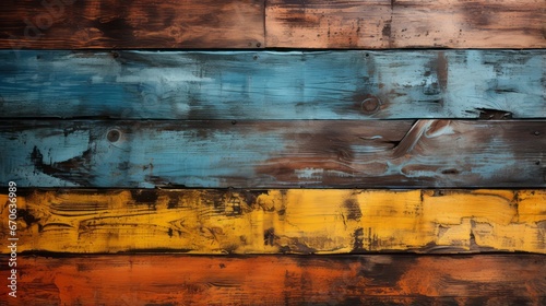 An abstract masterpiece, dripping with layers of vibrant paint, breathes new life into a rustic wood wall, evoking feelings of raw beauty and artistic passion