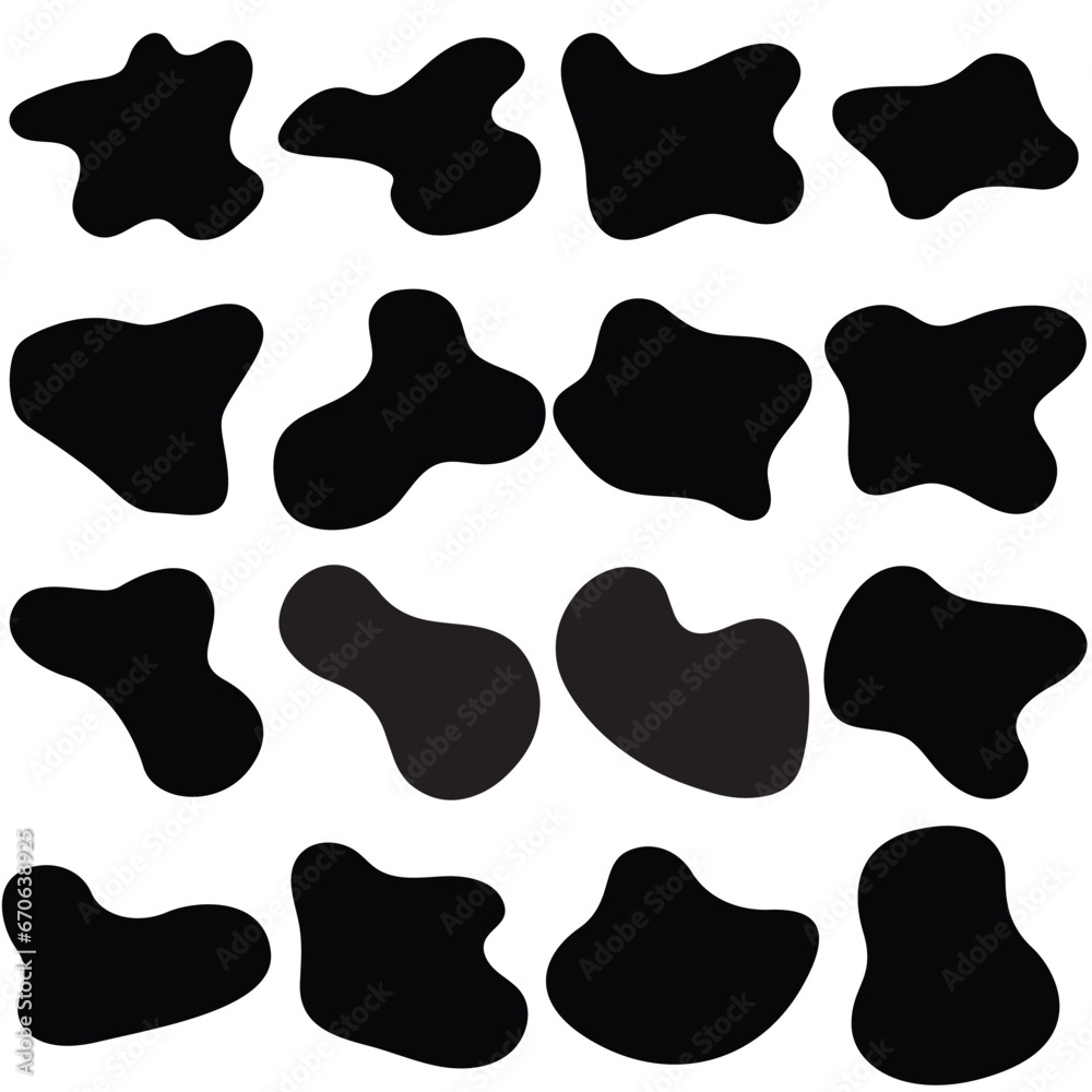 Random blotch, inkblot. Organic blob, blot. Speck shape.Splat, fleck graphic. Drop of liquid, fluid. Pebble, stone silhouette.Ink stain, mottle spot irregular shape. Random blotch, inkblot. Organic blob, blot. Speck shape.Splat, fleck graphic. Drop of liquid, fluid. Pebble, stone silhouette.Ink stain, mottle spot irregular shape.