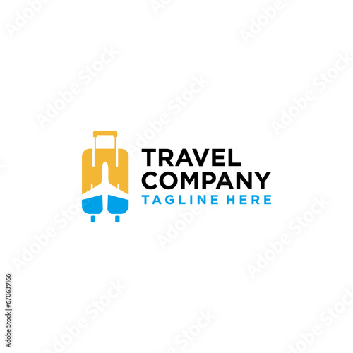 suitcase travel bag logo vector template. logo for travel label, tourism, journey posters, airways identity, and tech transportation