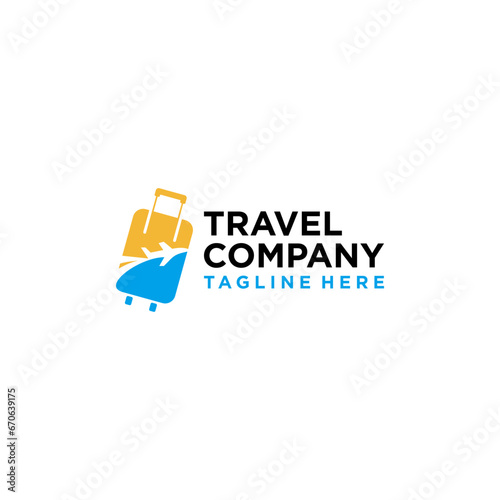 suitcase travel bag logo vector template. logo for travel label, tourism, journey posters, airways identity, and tech transportation