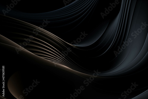Abstract Waves of Black Generative AI. Created With Generative AI Technology