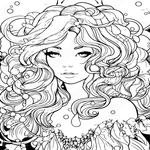 Gem Princess adult coloring page