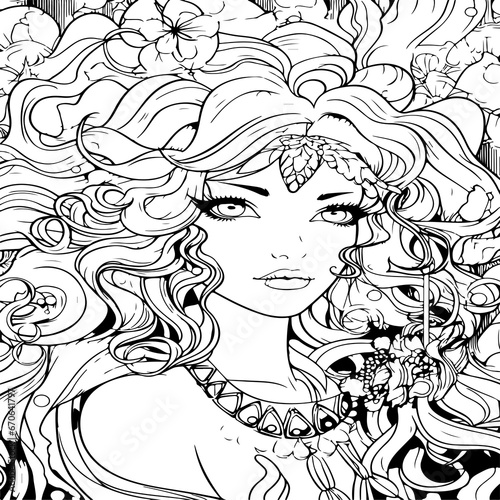 Gem Princess adult coloring page