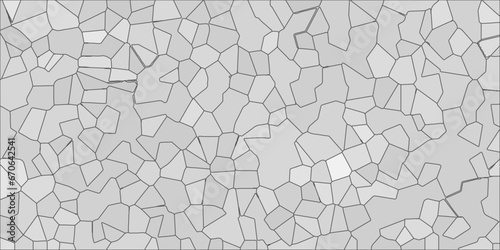 Light gray ash Broken quartz stained Glass Background with White lines. Voronoi diagram background. Seamless pattern with 3d shapes vector Vintage background. Geometric Retro tiles pattern