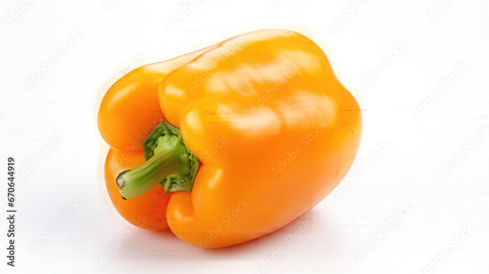 One orange pepper. Isolated on a White Background One orange pepper. Isolated on a White Background