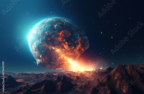 Exploding planet in space © LeonPhoto
