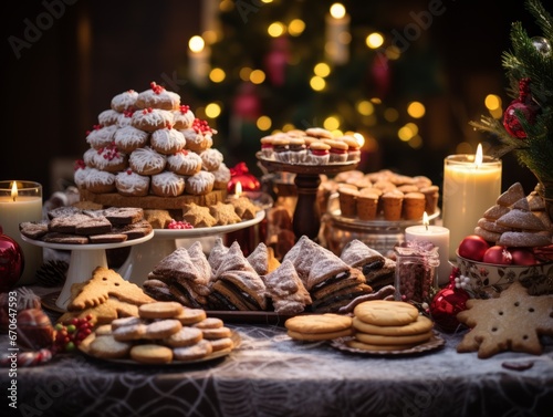 Tasty homemade christmas cookies on a table.