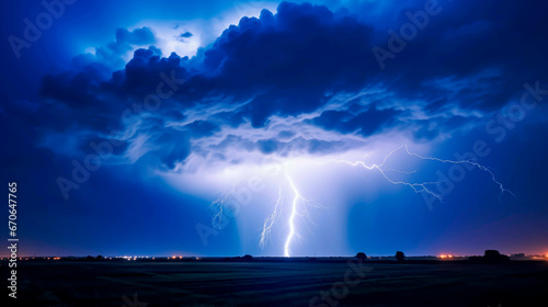Lightning Strike from a thunderstorm at night. 