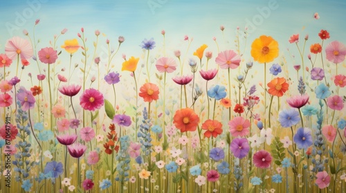 Flower meadow. Kaleidoscope of colors.