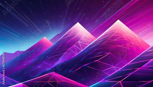 Synthwave modern beautiful background low poly mountains