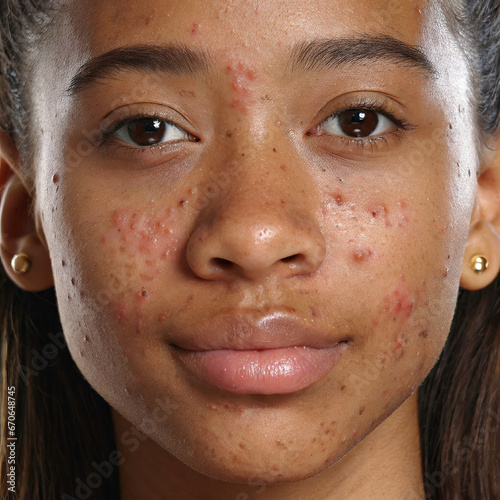 Children with acne problems on the face
