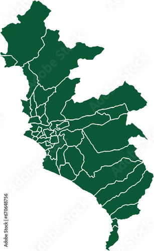 detailed map and parts of lima capital of peru green color