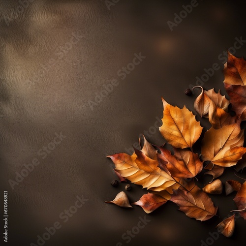 dry leaf illustration background with empty space