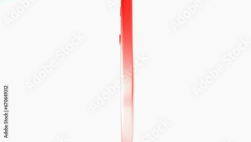 Red circular flat icon with numbers on its faces, rotates from 5 to 6