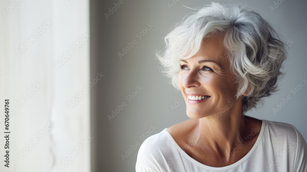 portrait of a middle-aged woman, joyful personality