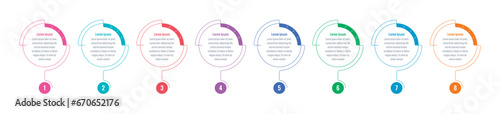 eight steps infographic template. technological, digital interface informational template. infographic template for internet, business, web, magazine, annual report