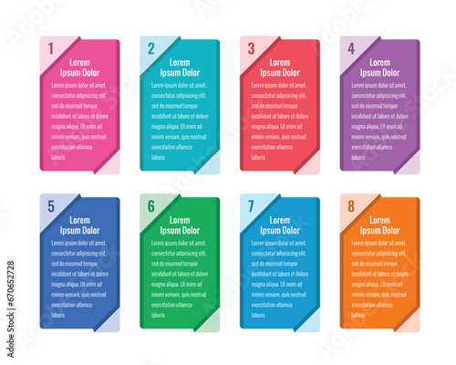 eight steps web, internet, annual report, magazine infographic template