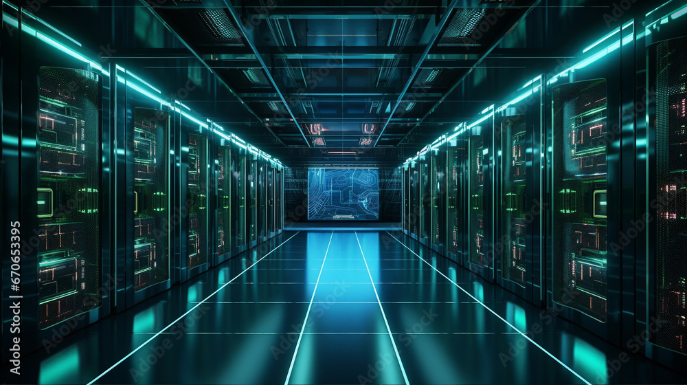 Fototapeta premium Digital Hub: Inside the Server Room