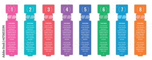 eight step bar informational template. annual report, internet, web infographic template. business information template