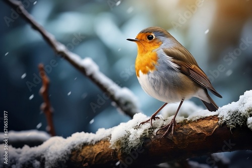 robin on snow © Roland
