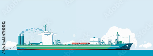 Green Ship on the sea in the future, green economy, LNG ship