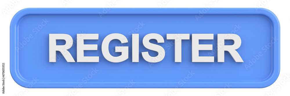 Register button. 3D button. 3D illustration.
