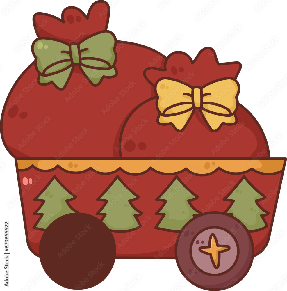 Collection of Christmas cartoons isolated on a white background. Little Santa with gifts and holiday decorations; cute card. Super cute cartoon character, illustration, hand drawn, vector Collection of Christmas cartoons isolated on a white background. Little Santa with gifts and holiday decorations; cute card. Super cute cartoon character, illustration, hand drawn, vector