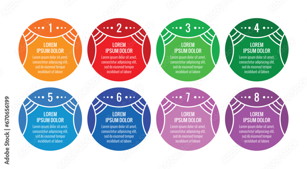Fototapeta premium eight steps colorful infographic template. Business information template. round infographic template.