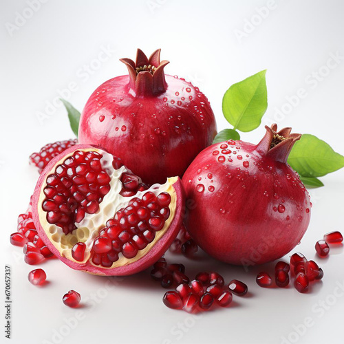 closeup photo of pomegranate on isolated white background