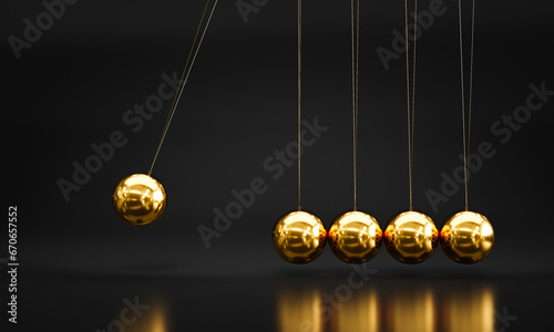 newton pendulum in gold metal background photo