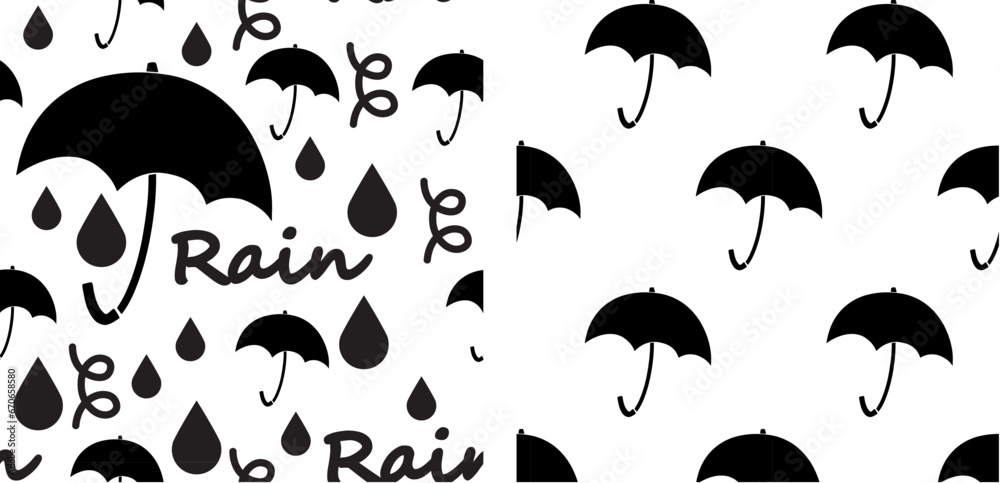 Vector illustration. Umbrella. Rainy atmosphere.