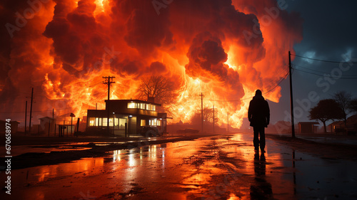 Gritty urban fantasy backdrop, dangerous fire.