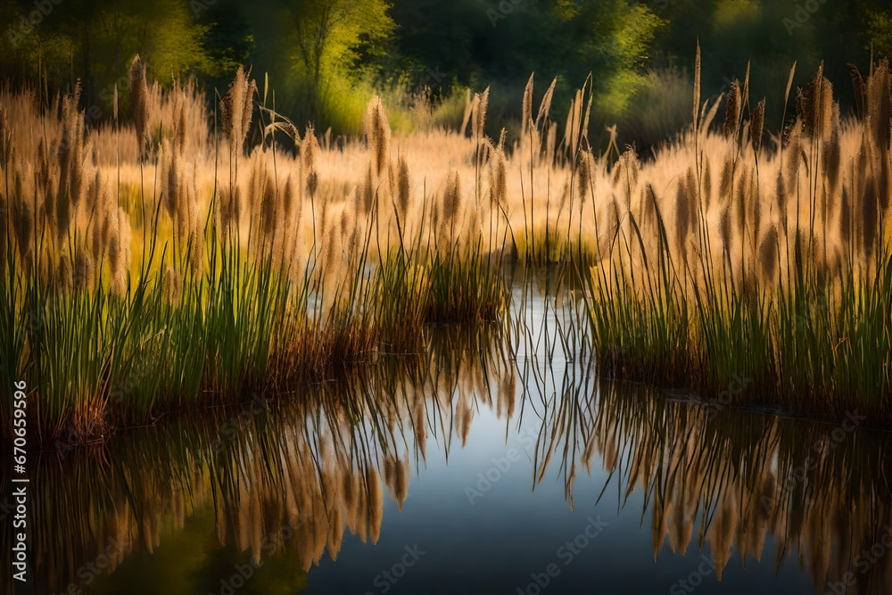 Obraz premium reeds at sunset