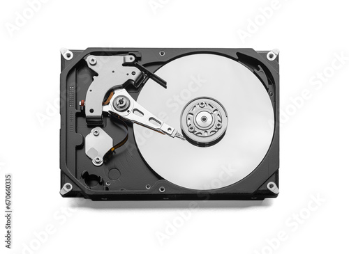 Open hard disk drive. Computer hard drive HDD. Computer memory.