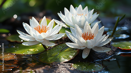 a photo of white water lily flower made with generative AI