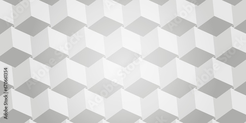 Abstract white geometrics grid patterns square style minimal blank cubic. Geometric pattern illustration mosaic, square and triangle wallpaper.	