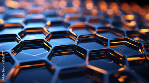 3d hexagonal grid background, generative