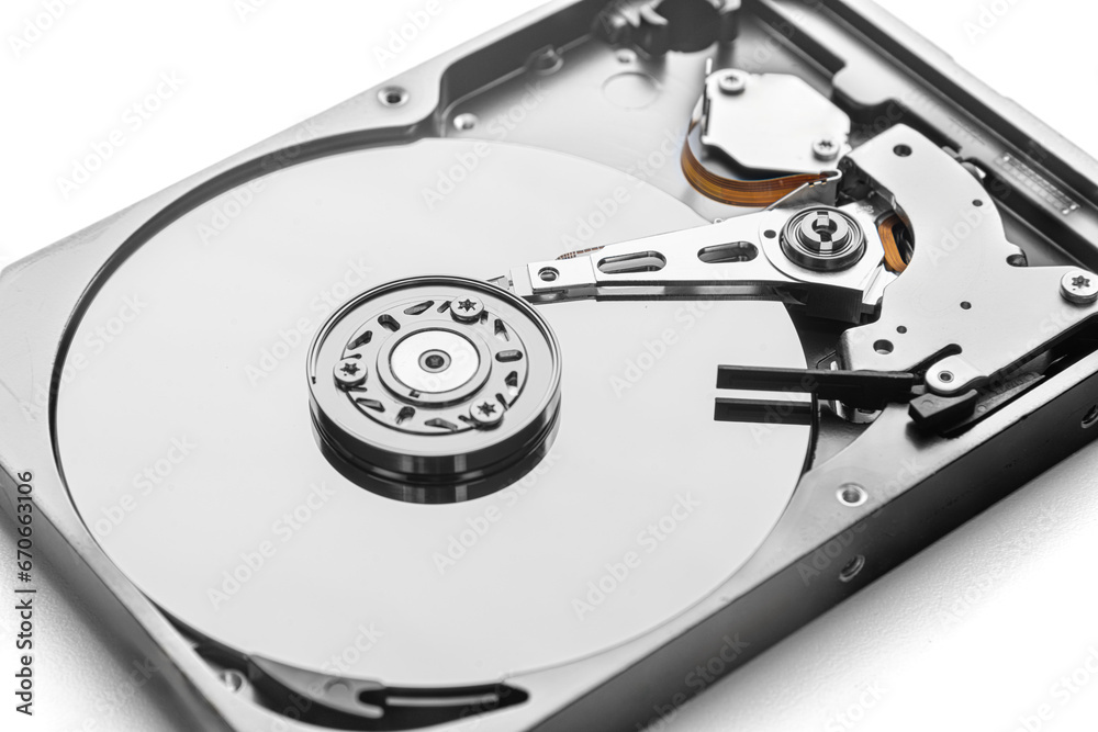 Open hard disk drive. Computer hard drive HDD. Computer memory. Open hard disk drive. Computer hard drive HDD. Computer memory.