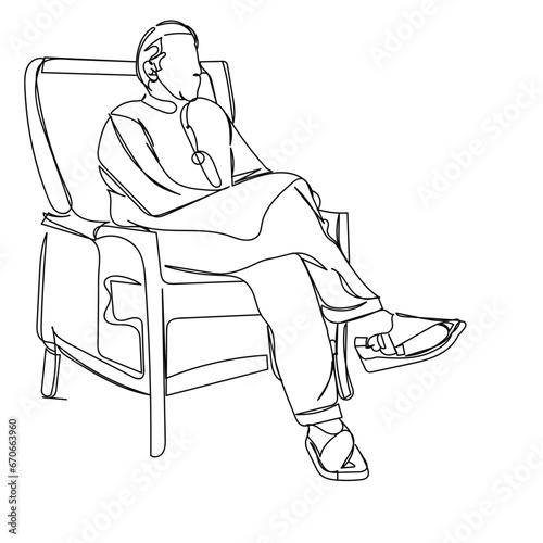  line art of an asian man. Pakistani culture. Vector of adult man from Pakistan. Leadership. Concept of vision for life. Muslim man. Khan from Pakistan. Ethnic people art. messy hair
