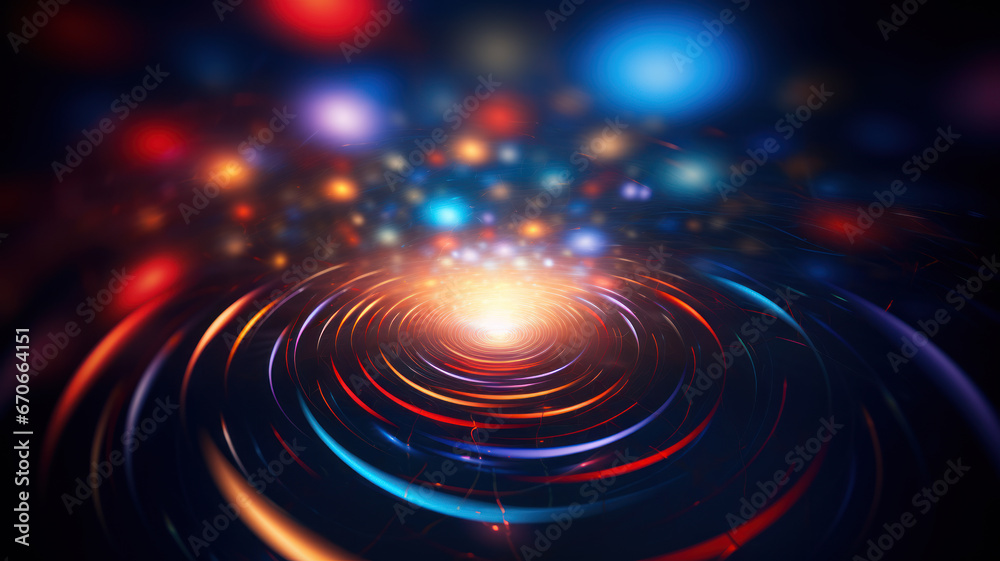 Obraz premium Smooth Concentric Circular Patterns with Colorful Light Streaks
