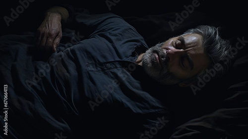 Peaceful Slumber, Close Up of a Sleeping Man with Closed Eyes