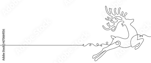 Deer line art style vector illustration, christmas element design