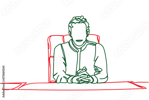 Continuous line art of an asian man. Pakistani culture. Vector of adult man from pakistan. Leadership. Concept of vision for life. Sitting and walking person. Khan from Pakistan. Ethnic people art