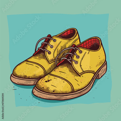 A pair of men's very worn and dirty shoes, simple vector