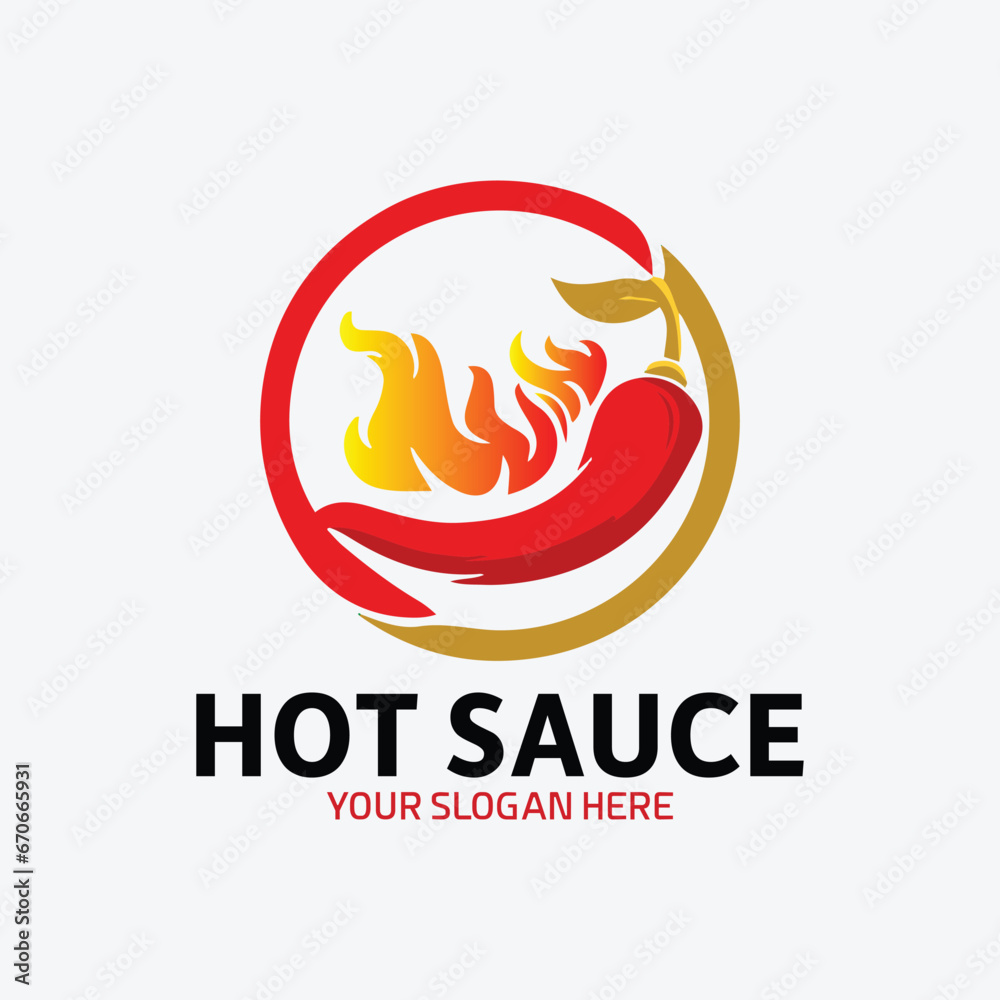 hot chili sauce logo design vector