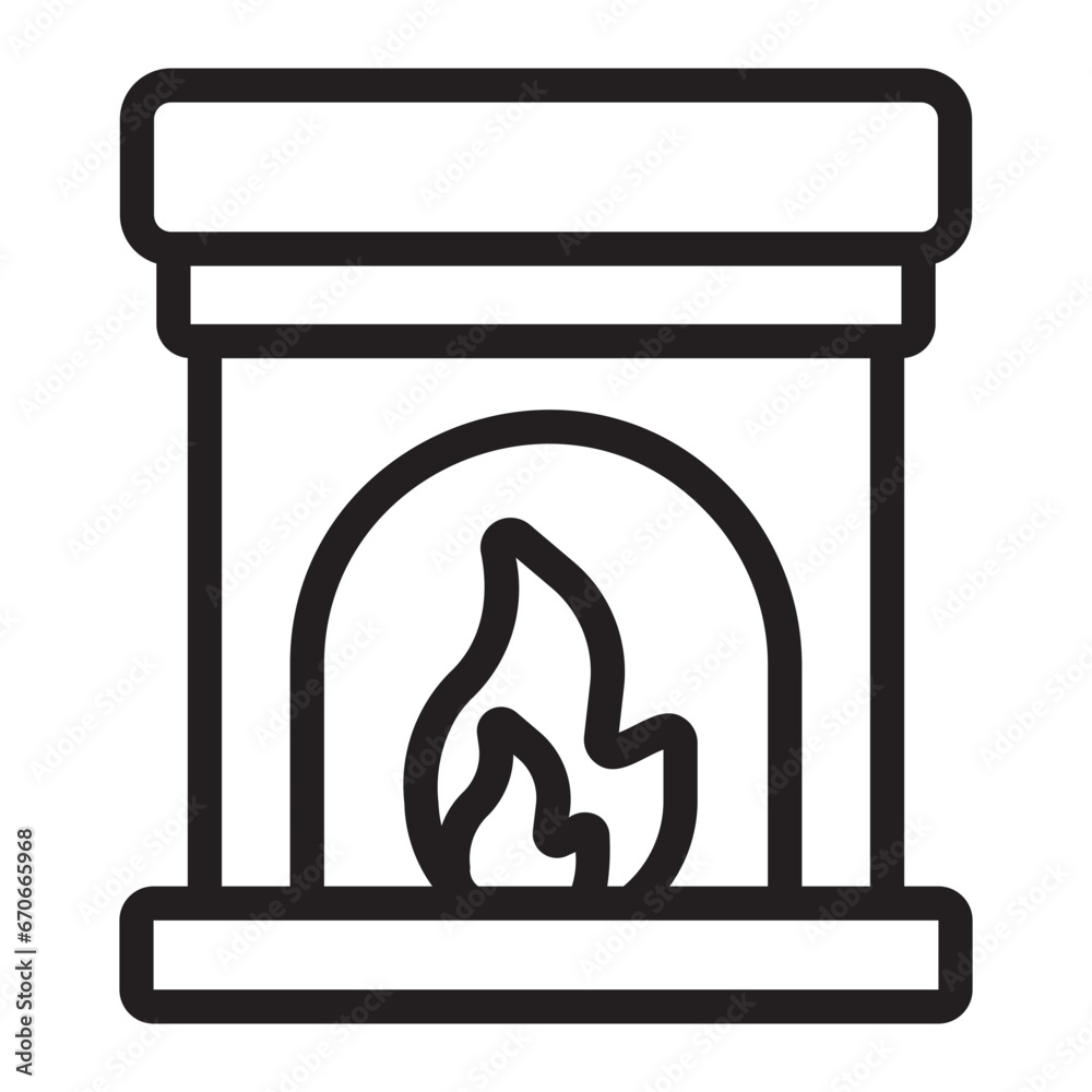 fireplace line icon