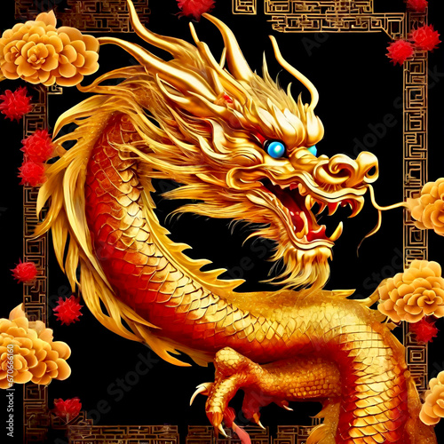 Asian celebration Holiday. Asian decorations. Dragon illustration  Traditional oriental decor. Chinese new year. Year of the Dragon. Happy chinese new year 2024.